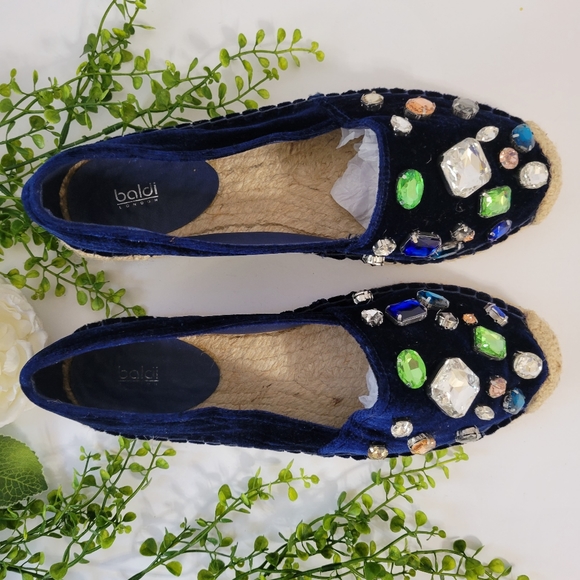 Baldi London Clementina  Navy Blue Velvet Jewel Espadrilles women's size… - Picture 5 of 10